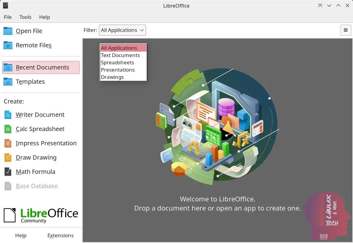Filter by Document Type' feature in LibreOffice 7.5's Star Center